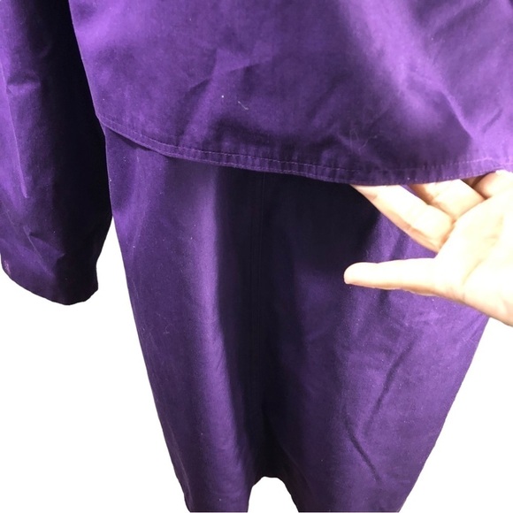 London Fog Trench Coat Women 8 Purple Zipout Plaid Lining Classic Career Vintage - Picture 8 of 15